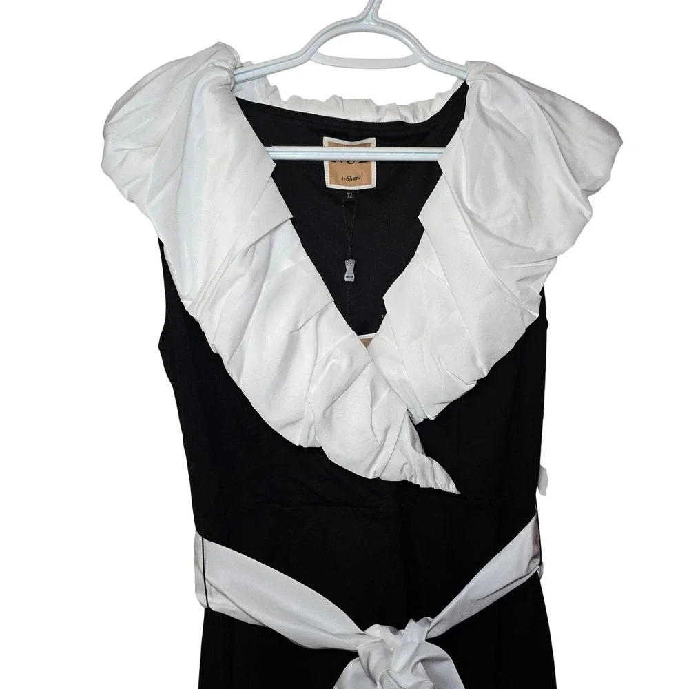 NUE by Shani Body Architecture Ruffle Collar Shapewear Dress‎ Gothic 12 NEW
